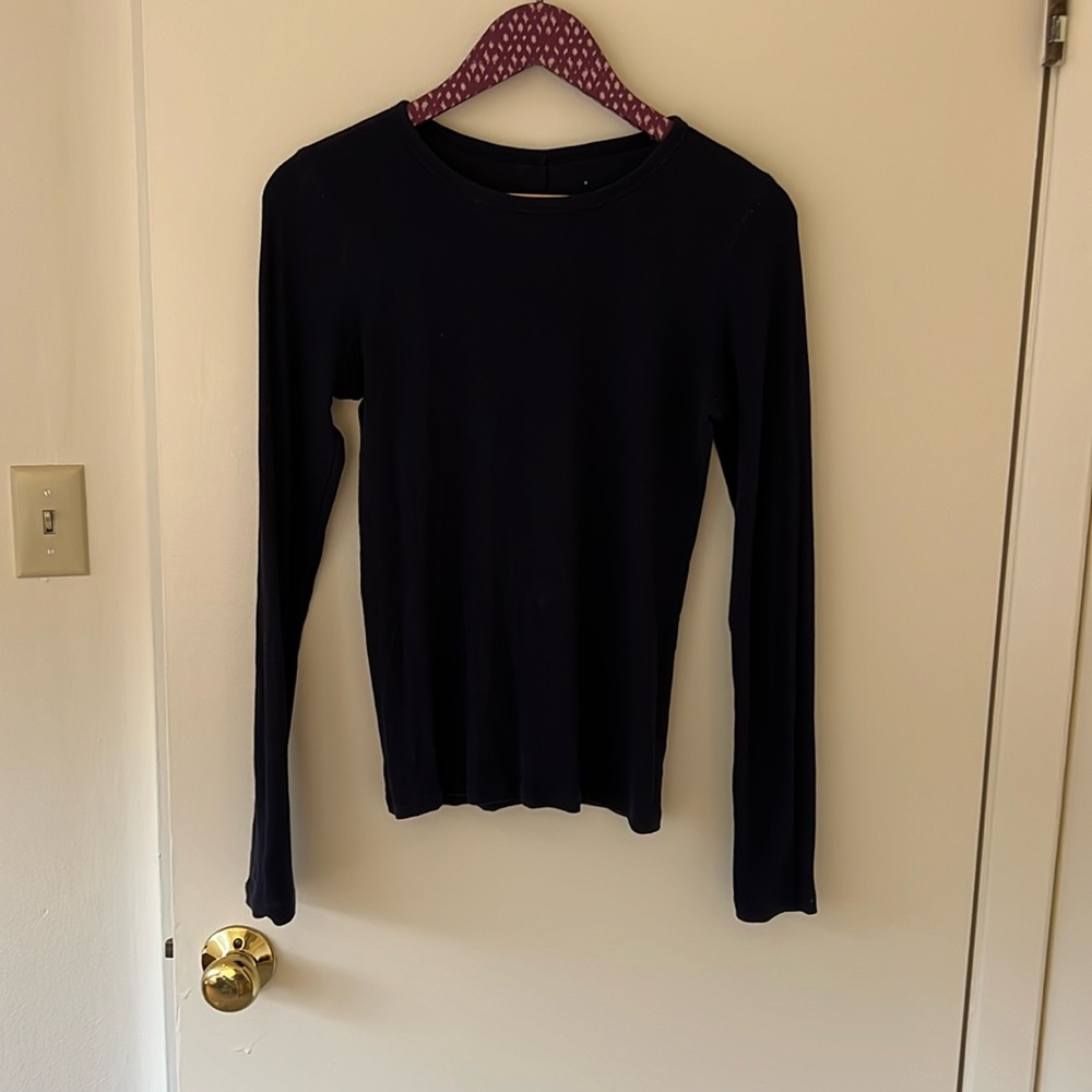 Everlane Pima crew long sleeve navy medium